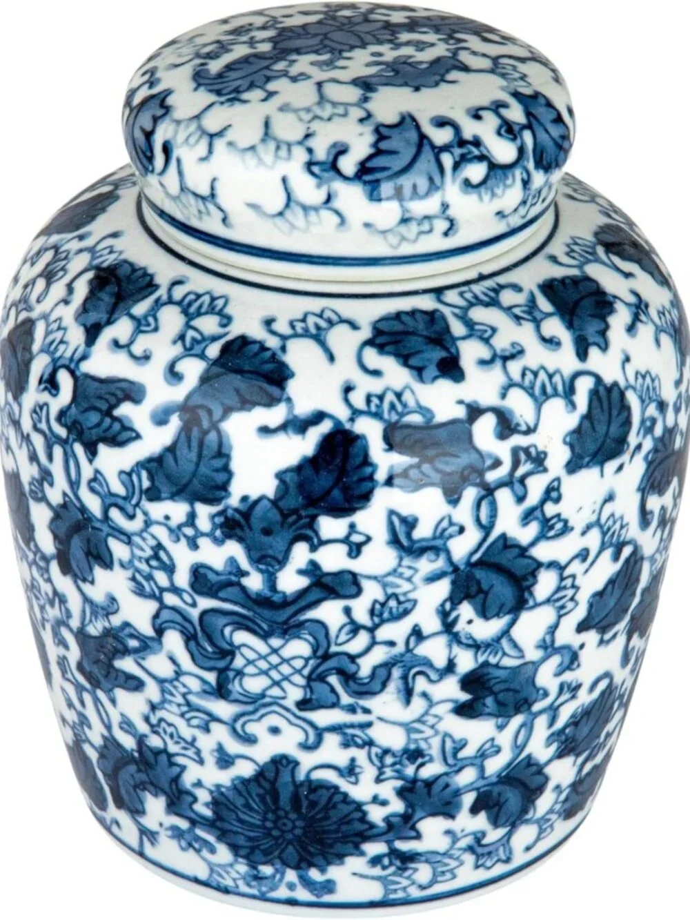Chic Blue & White Ceramic Ginger Jar with Lid - Stylish Home Decor Accent